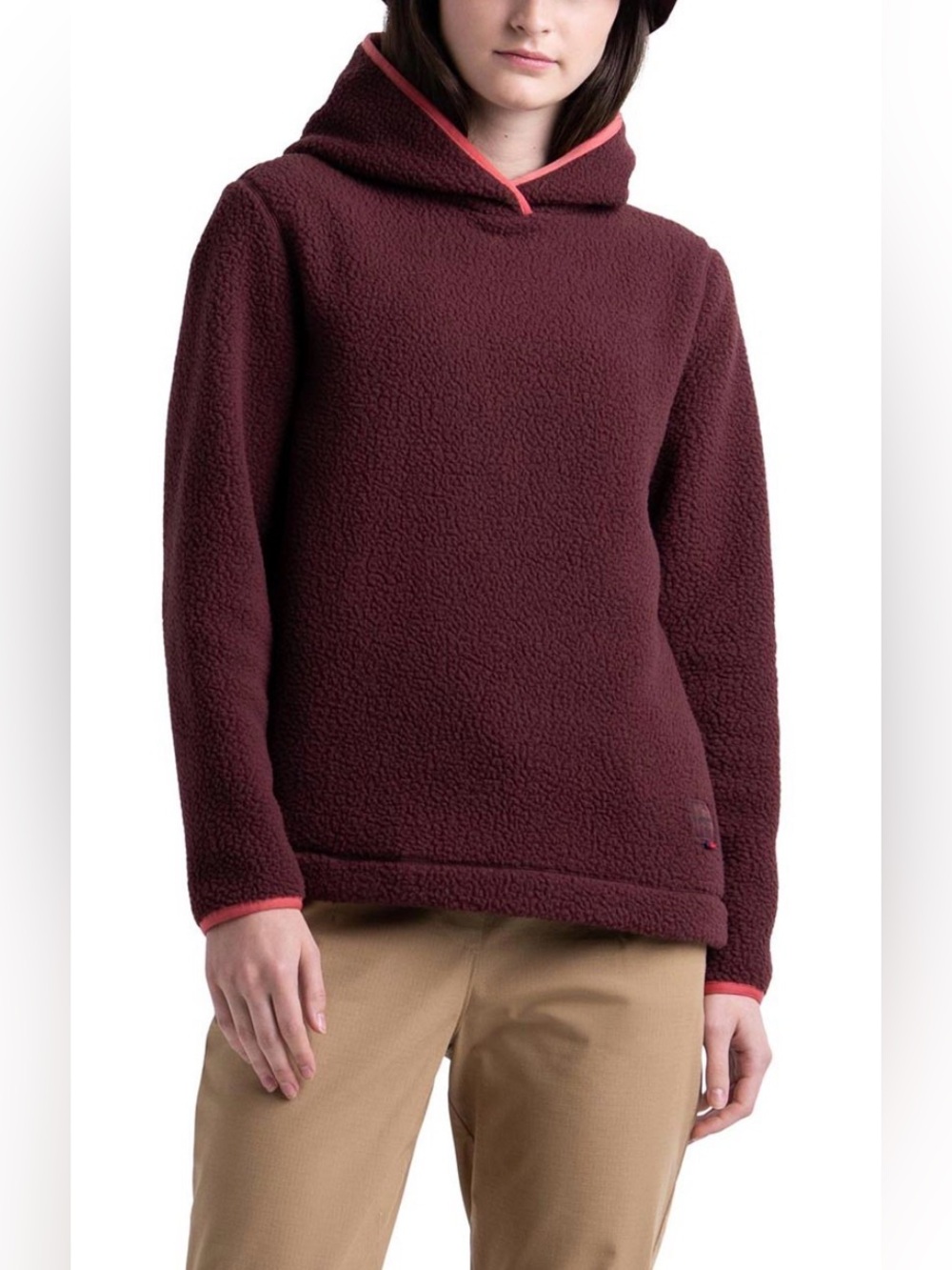 Herschel 💜 Women's Maroon Fleece Hoodie with Pink Trim- Purple